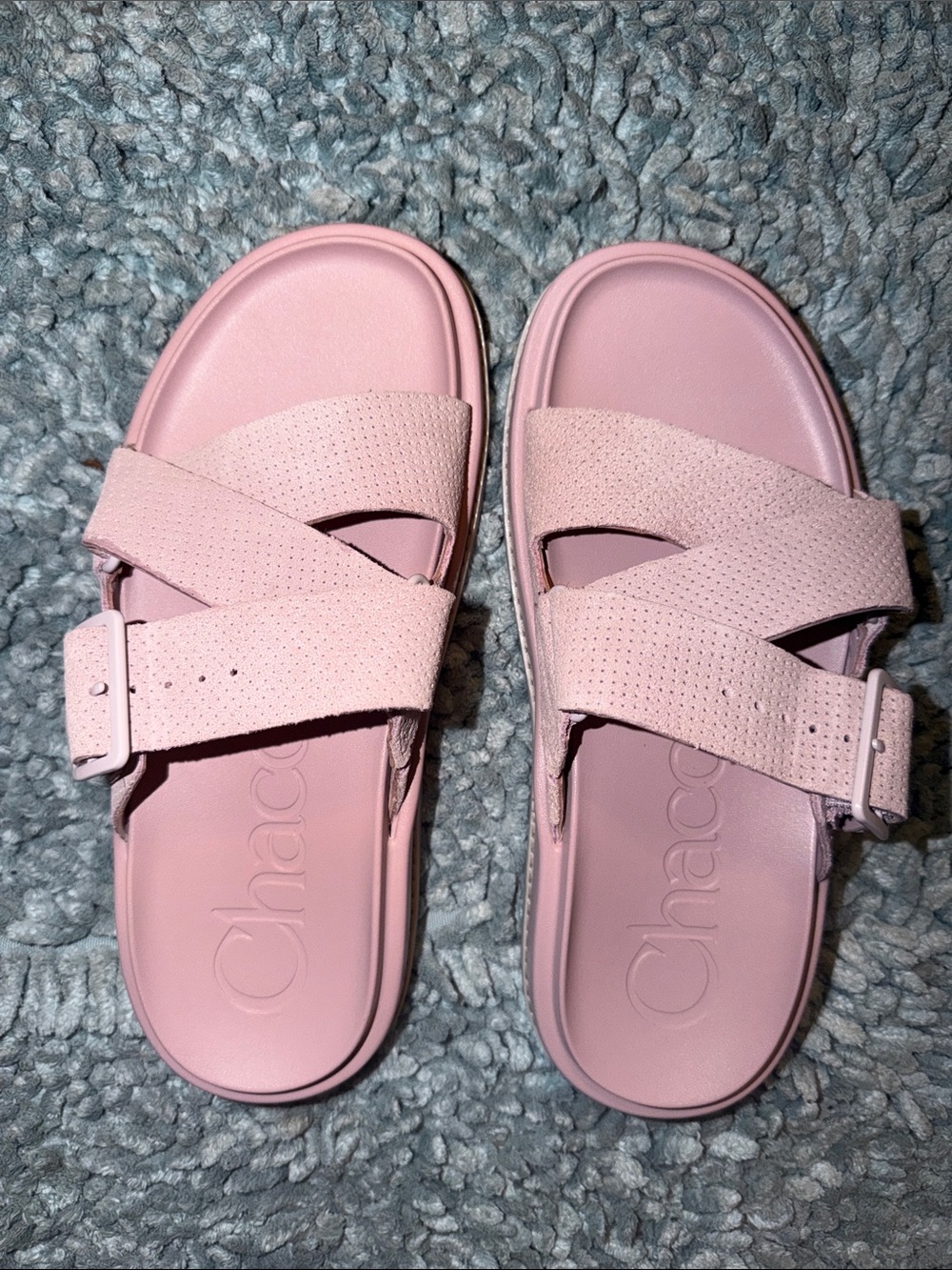 Chaco Blush  Suede Cross-Strap Slides